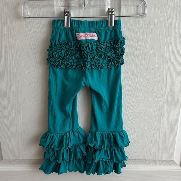 Ruffle Butts Turquoise Ruffle Leggings for Kids - Picture 1 of 6